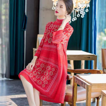 Ethnic High Neck Midi Length Dresses