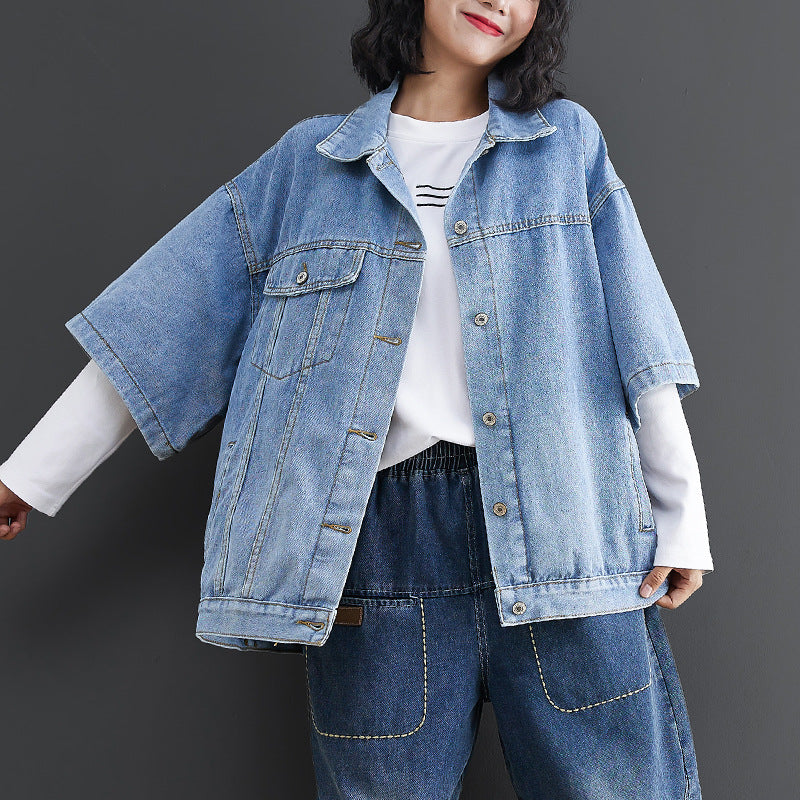 Casual Plus Sizes Fall Denim Vest for Women