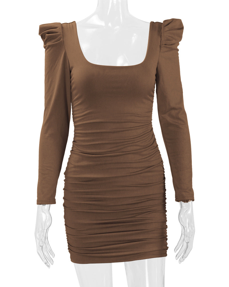 Sexy Square Neckline Long Sleeves Mini Sheath Dresses