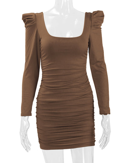Sexy Square Neckline Long Sleeves Mini Sheath Dresses