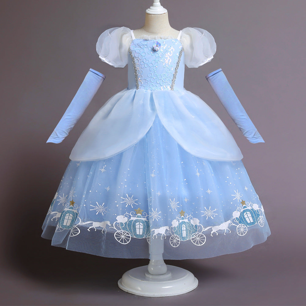Lovely Cinderella Cosplay Costume Princess Dresses for Girls