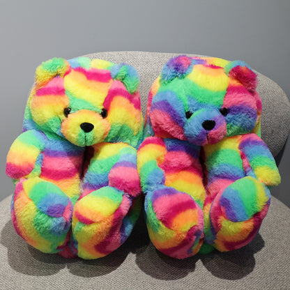 Winter Teddy Bear Plush Slippers
