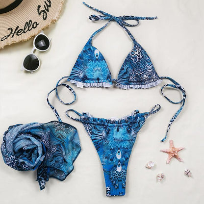 Leopard Print 3pcs Bikini Swimwear-STYLEGOING