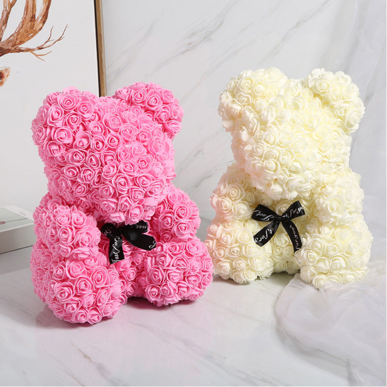 Valentine's Gift Preserved Flowers Rose Bear 25cm