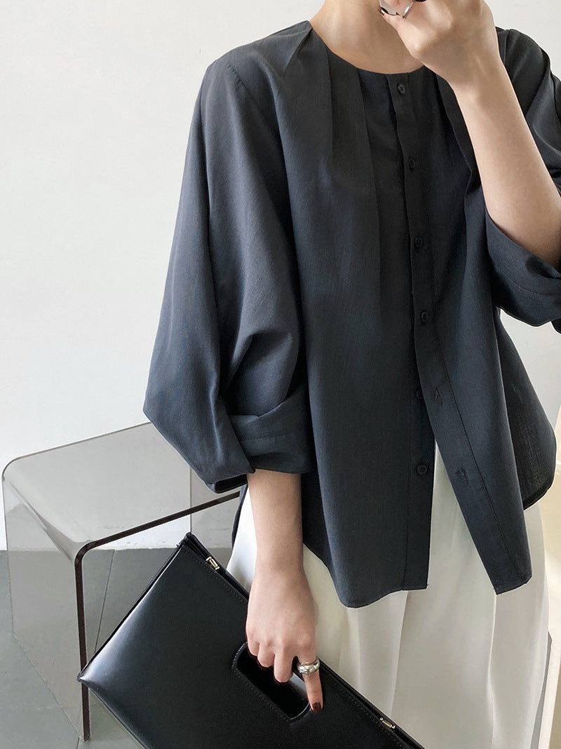 Elegant Linen Women Long Sleeves Blouses Shirts