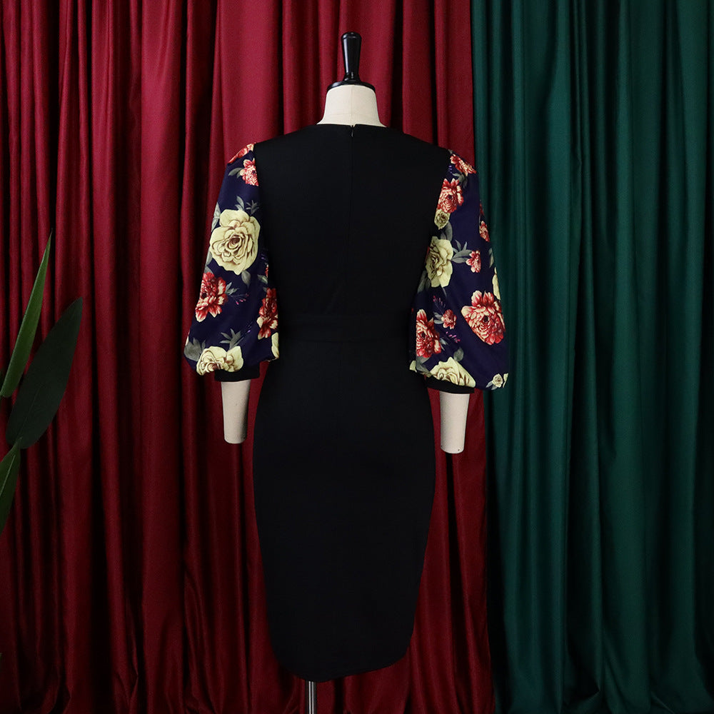 Classy Floral Print Plus Sizes Dresses for Women