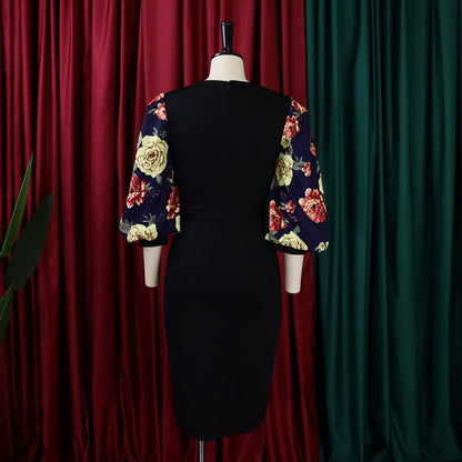 Classy Floral Print Plus Sizes Dresses for Women