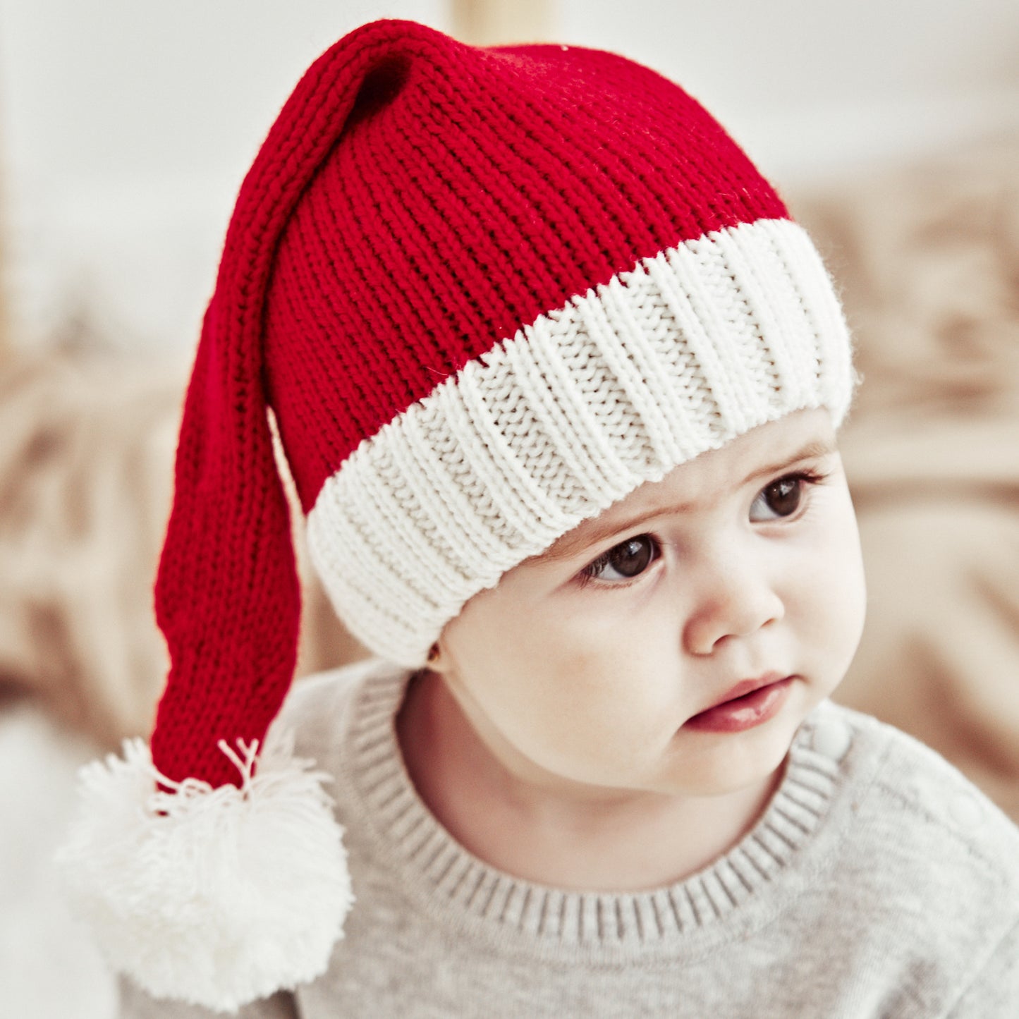 Christmas Parent-kids Red Knitted Warm Hats