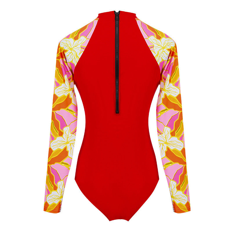 Red Long Sleeves Bikini Wet Suits for Women
