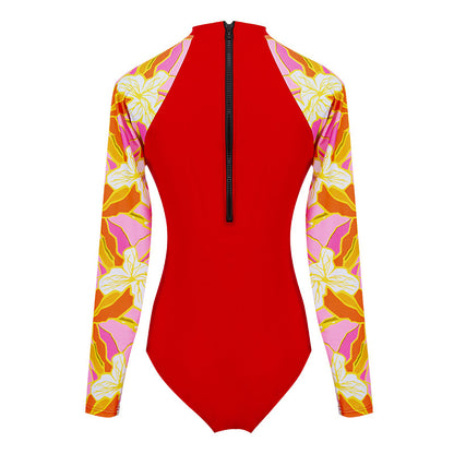 Red Long Sleeves Bikini Wet Suits for Women
