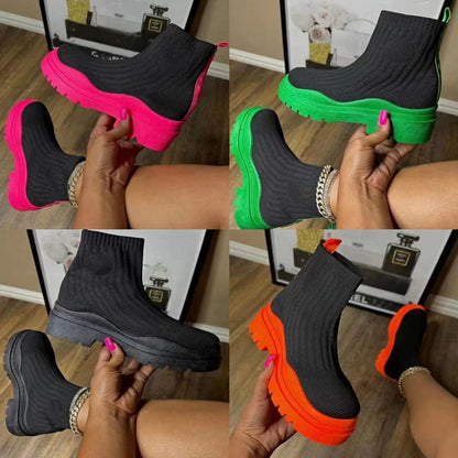 Casual Knitted Plus Sizes Short Sock Boots