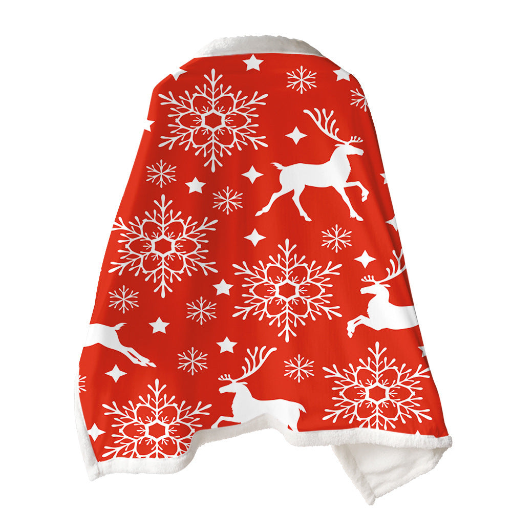 2 In 1 Warm Soft Throw Blanket for Christmas
