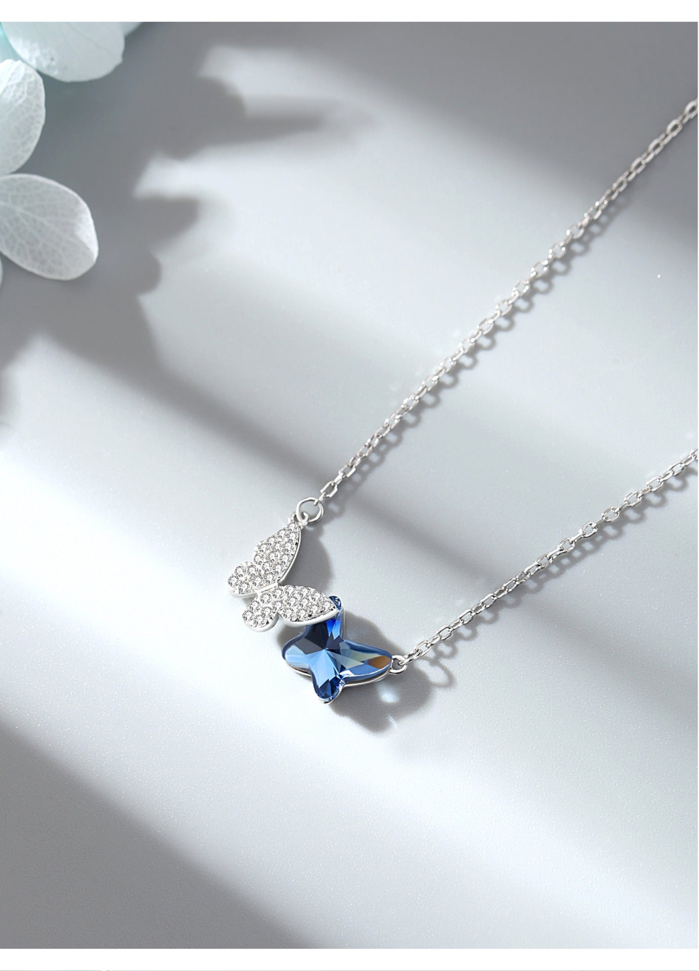 Fashion Double Butterfly Design Sterling Sliver Necklace