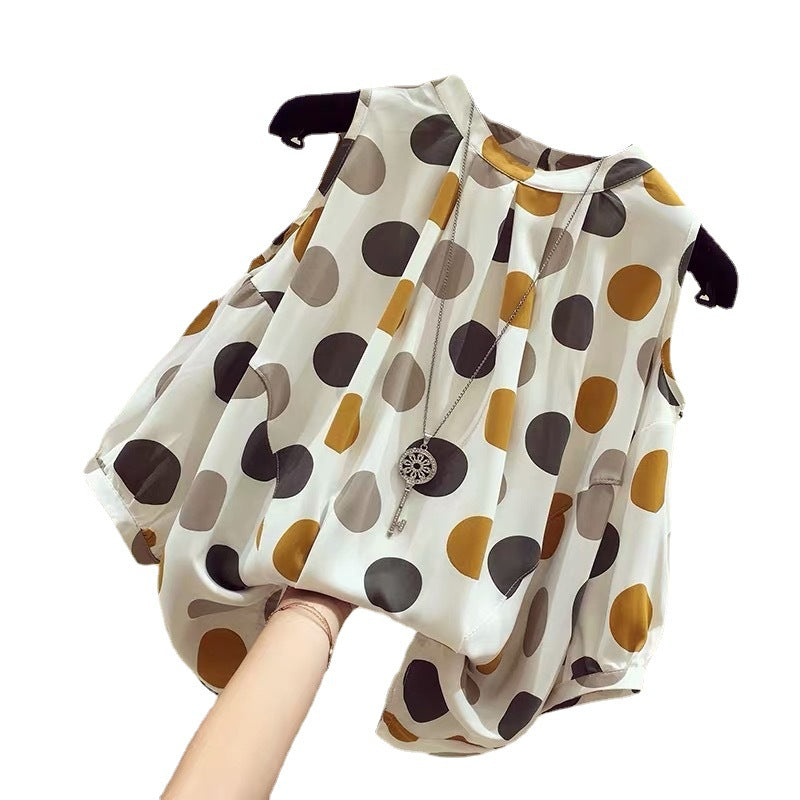 Polk Dot Chiffon Women Shirts Blouses