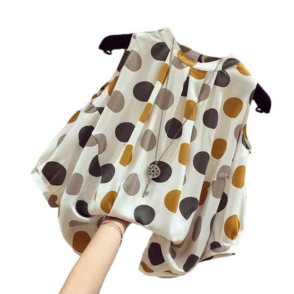 Polk Dot Chiffon Women Shirts Blouses