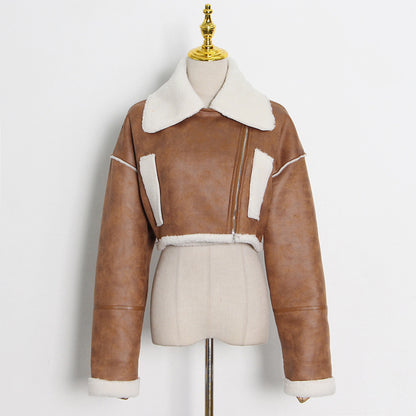 Luxury Motorcycle Sheep Fleece Jacket Coat for Winter