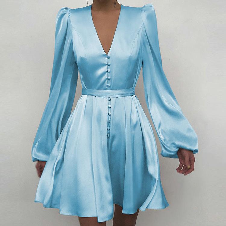 Women Long Sleeves Slim Mini Dresses-STYLEGOING
