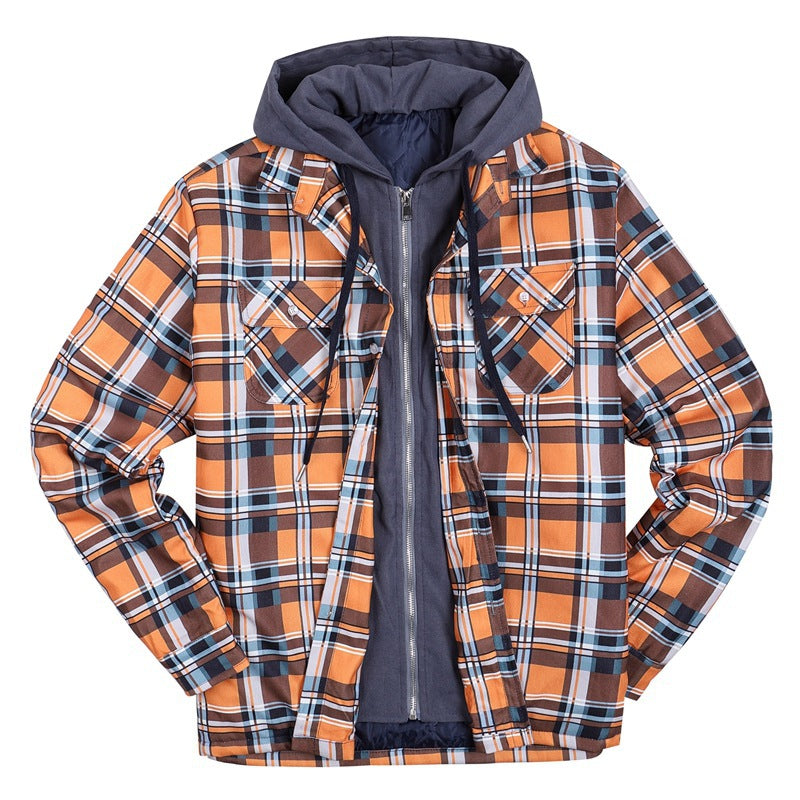 Plaid Winter Hoodies Jacket Outerwear for Men