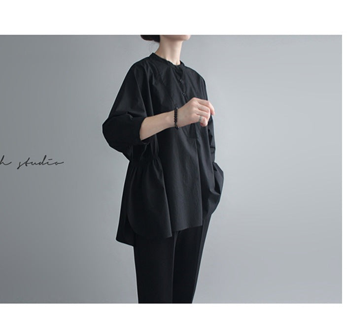 Women Irregular 3/4 Length Sleeves White Shirts