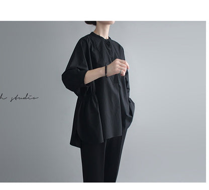 Women Irregular 3/4 Length Sleeves White Shirts