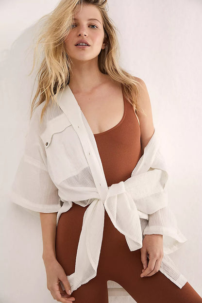 Summer Women Cotton Holiday Bikini Shirts
