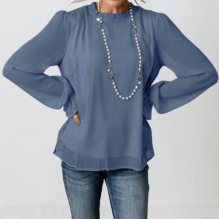 Casual Long Sleeves Women Chiffon Blouses