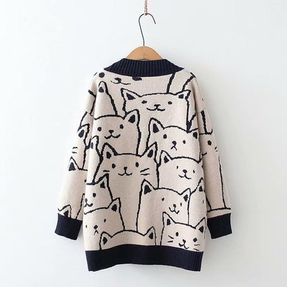 Casual Bear Design Knitted Cardigan Sweaters