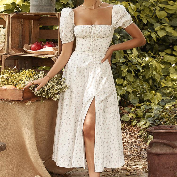 Summer Short Sleeves Floral Dresses-STYLEGOING