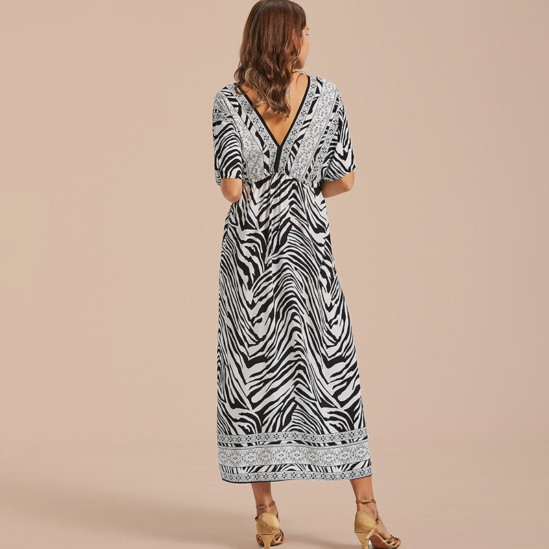 Women Zebra Print Summer Beach Bikini Dresses