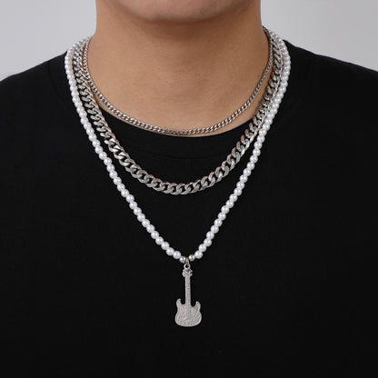Fashion Hip Top Style Pearl Necklace for Men