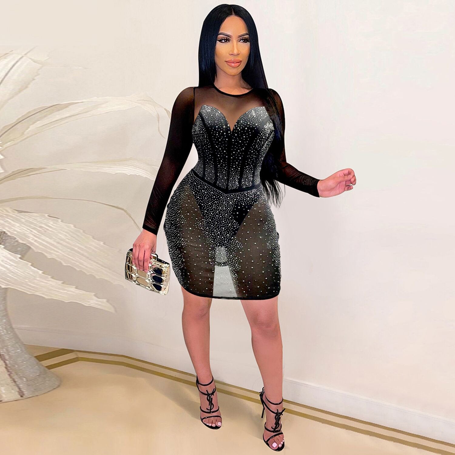 Sexy Women Diamond Night Party Dresses (underwear included)-STYLEGOING