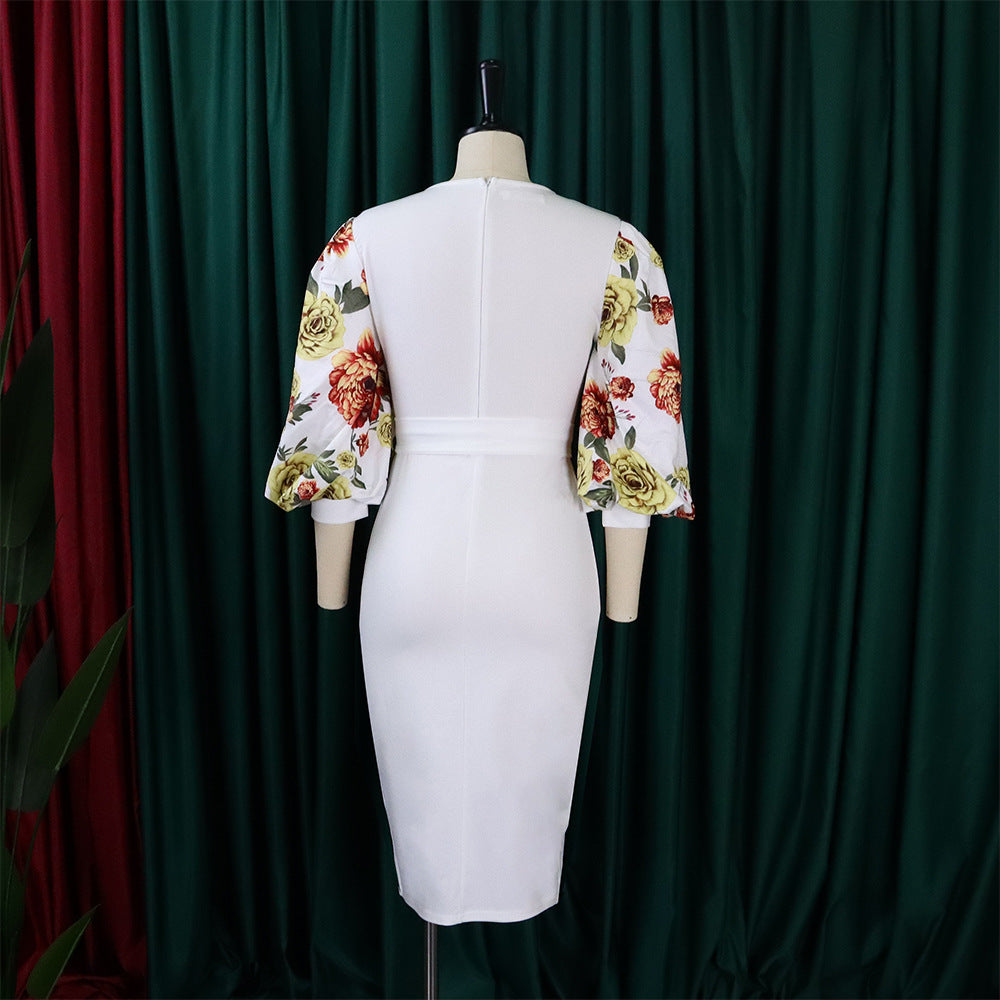 Classy Floral Print Plus Sizes Dresses for Women