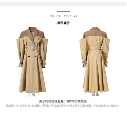 Designed Khaki Color Women Fall Trenchcoat