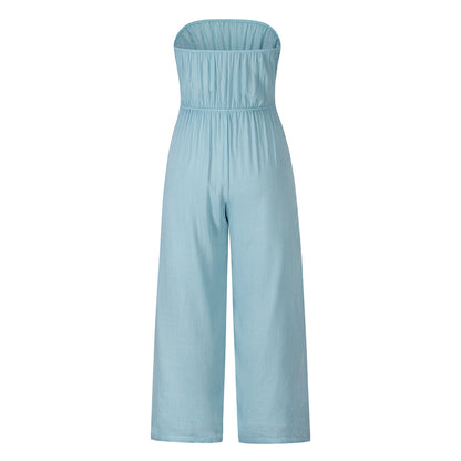Summer Casual Strapless Backless Women Jumpsuits