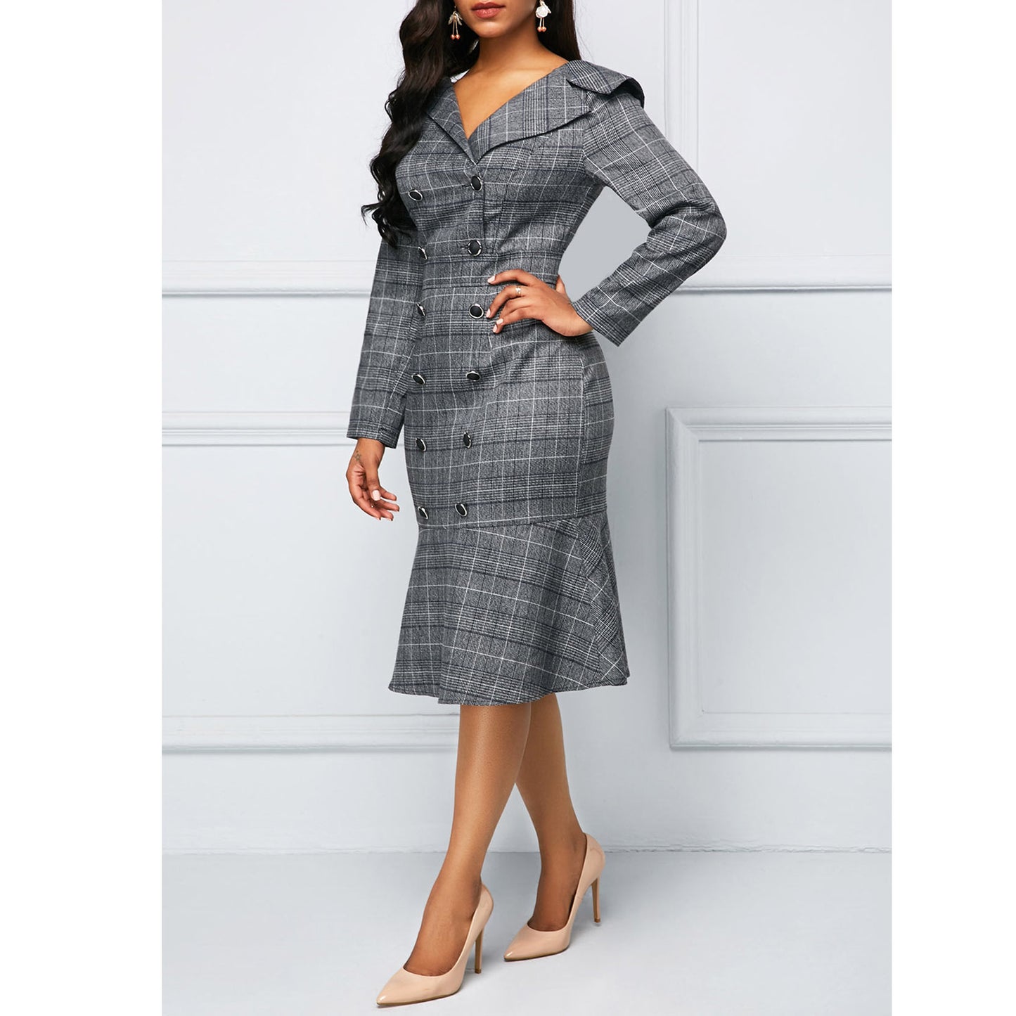 Elegant Office Lady Women Plus Sizes Dresses