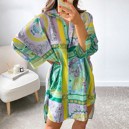 Casual Printed Long Women Loose Shirts