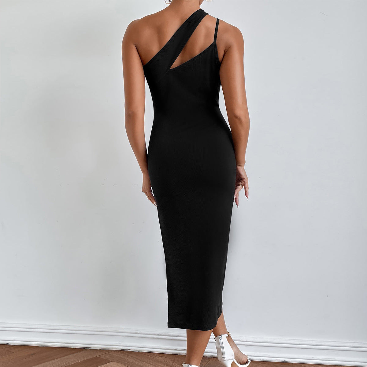 Sexy Black Split Front Bodycon Long Dresses for Women