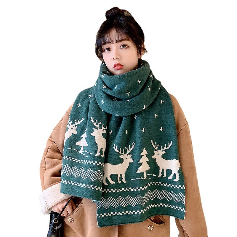 Christmas Lovely Elk Design Knitted Scarves