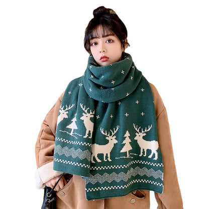 Christmas Lovely Elk Design Knitted Scarves