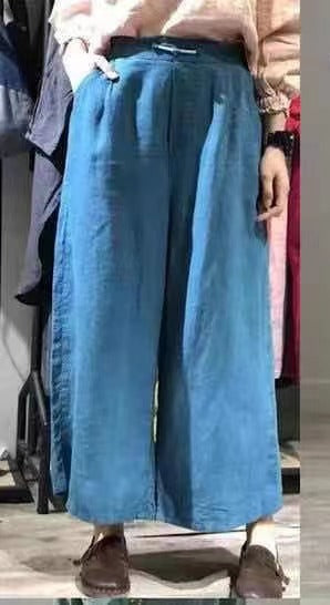 Leisure Linen Vintage Wide Leg Women Pants