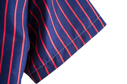 Leisure Purple Striped Summer Short Sleeves Shirts for Men