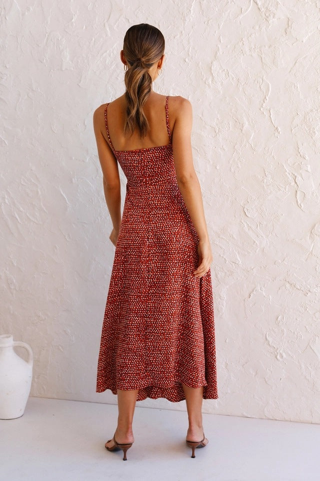 Sweety Summer Floral Print Sleeves Long Dresses
