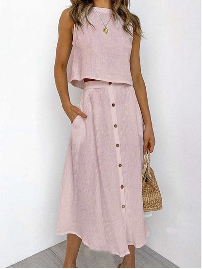 Casual Summer Women Tank Top and Skirts Suits