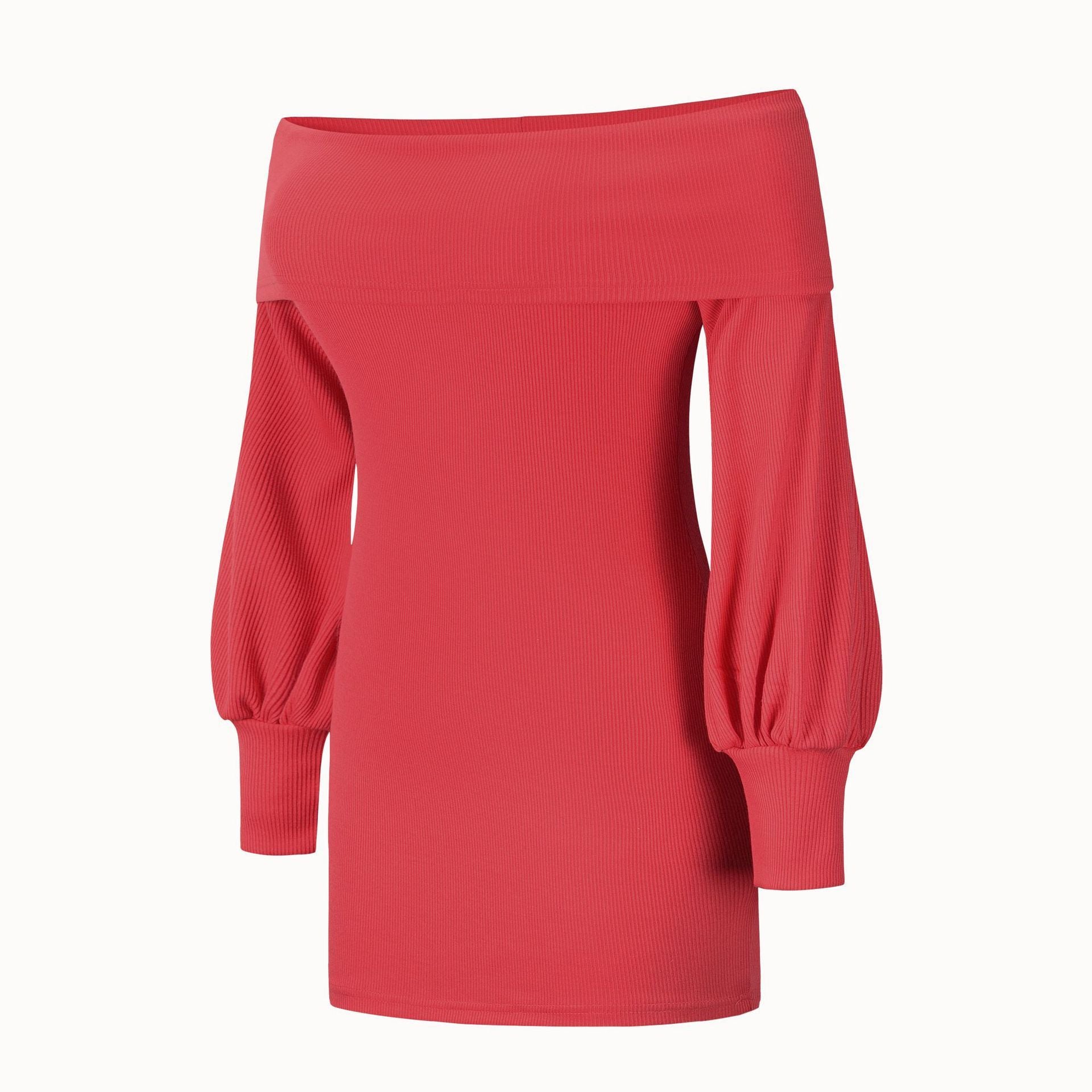 Sexy Women Knitting Bodycon Off The Shoulder Dresses-STYLEGOING