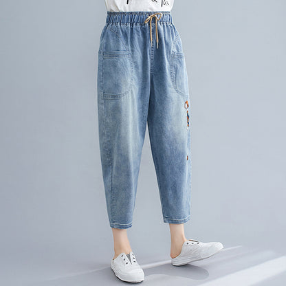 Vintage Embroidery Summer Jeans for Women