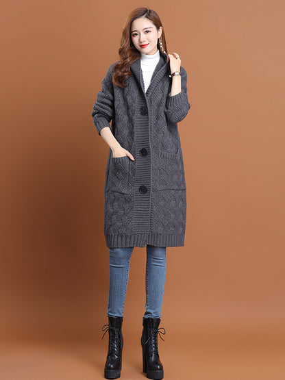 Women Knitting Long Cardigan Sweaters