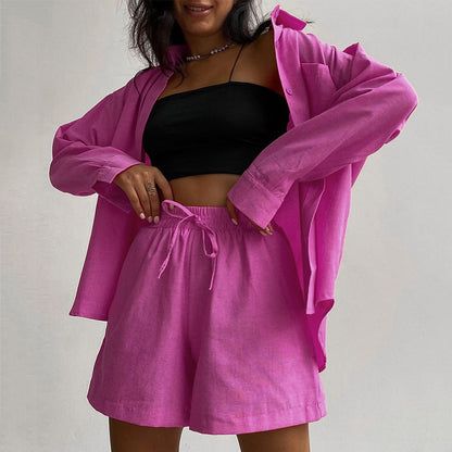 Casual Two Pieces Shirts and Shorts Summer Women Suits