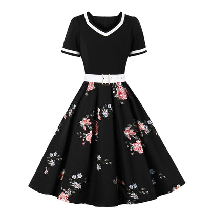 Retro Floral Print Ball Dresses
