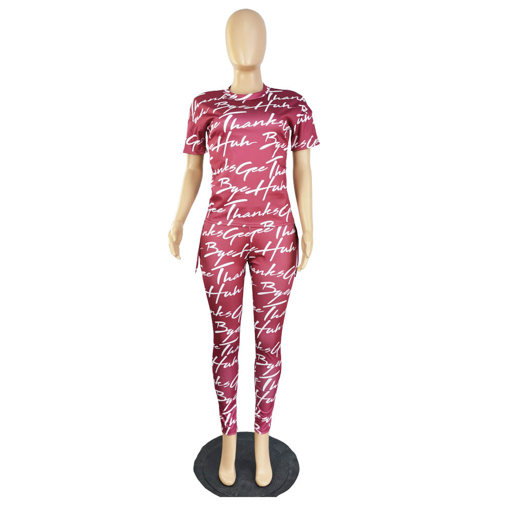 Sexy Summer Short Sleeves Two Pieces Suits