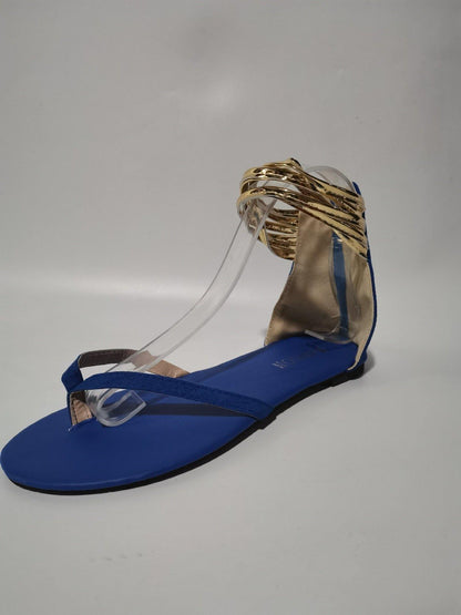 Women Summer Matal Ankle Strap Flat Sandals-STYLEGOING